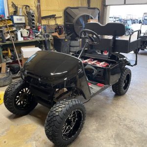 INSTOCK 4/22/2026 90% DONE 2021 EZGO TXT48V BLACK W/ NEW BATTERIES ,BODY, TIRES / MAG WHEELS CARGOBED/ REAR SEAT COMBO & LIGHTS