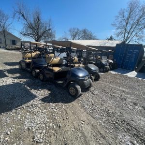 INSTOCK FEB 2026 GROUP OF 9 DK BLUE EZGO 2021 TXT48V LEAD ACID BATTERIES 2 SEATER WITH DECENT USED BATTERIES $2700 OR $3995 WITH NEW BATTERIES & REAR SEAT OR CARGOBED