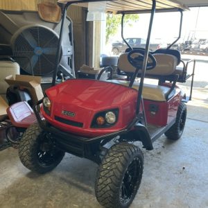 INSTOCK 5/11/26 2021 RED EZGO LIFTED 4" W/ 23" TIRES TXT 48V EZGO TXT 48V S4 BODY W/ LIGHTS, NEW BATTERIES W/ 12 MONTH WARRANTY