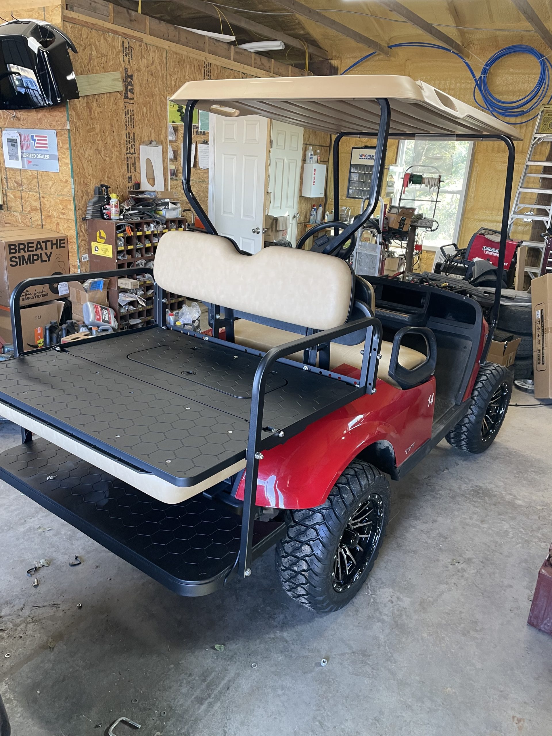 INSTOCK 5/11/26 2021 RED EZGO LIFTED 4" W/ 23" TIRES TXT 48V EZGO TXT 48V S4 BODY W/ LIGHTS, NEW BATTERIES W/ 12 MONTH WARRANTY - Image 2