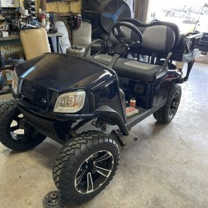 A DARK BLUE CART NEAR COMPLETION 90% DONE 5/22/26 2021 E-Z-GO TXT® S4 BODY SHOW ROOM CART LOADED OUT ELECTRIC NEW US 8V BATTERIES, KICKER SPEAKERS, MARINE HIGH POWER STEREO & CUSTOM SEATS W/ COOLER SHOWROOM CART