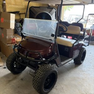 INSTOCK NOW 8/22/26 MAROON 2013 EZGO TXT GOLF CART NEW EZGO BODY, BRUSHGUARD,4" EZGO BRAND AXLE LIFT KIT, US BATTERIES, NEW SEATS/COVERS