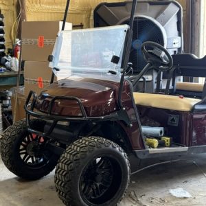BEING FINISHED NOW 8/22/26 MAROON 2013 EZGO TXT GOLF CART NEW EZGO BODY, BRUSHGUARD,4" EZGO BRAND AXLE LIFT KIT, US BATTERIES, NEW SEATS/COVERS