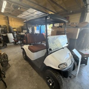 2023 RXV LITHIUM ELITE PEARL WHITE SHOWROOM CART HARD LOADED BUCKET SEATS, CUSTOM MARINE STEREO W/ LIGHTED KICKER SPEAKERS FACTORY LITHIUM BATTERY , BATTERY WARRANTY GOOD TILL 2031 NEW MAG WHEELS & TIRES