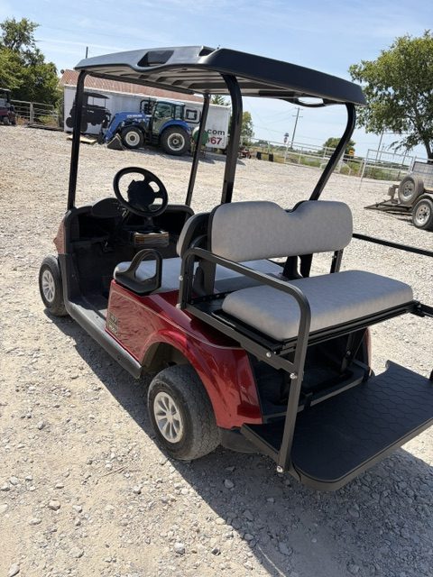 INSTOCK 8/19/26 RED 2021 RXV ELITE FACTORY LITHIUM BATTERY W/ 3 YEAR WARRANTY LEFT ON BATTERY , NEW REAR FLIPSEAT FROM EZGO.