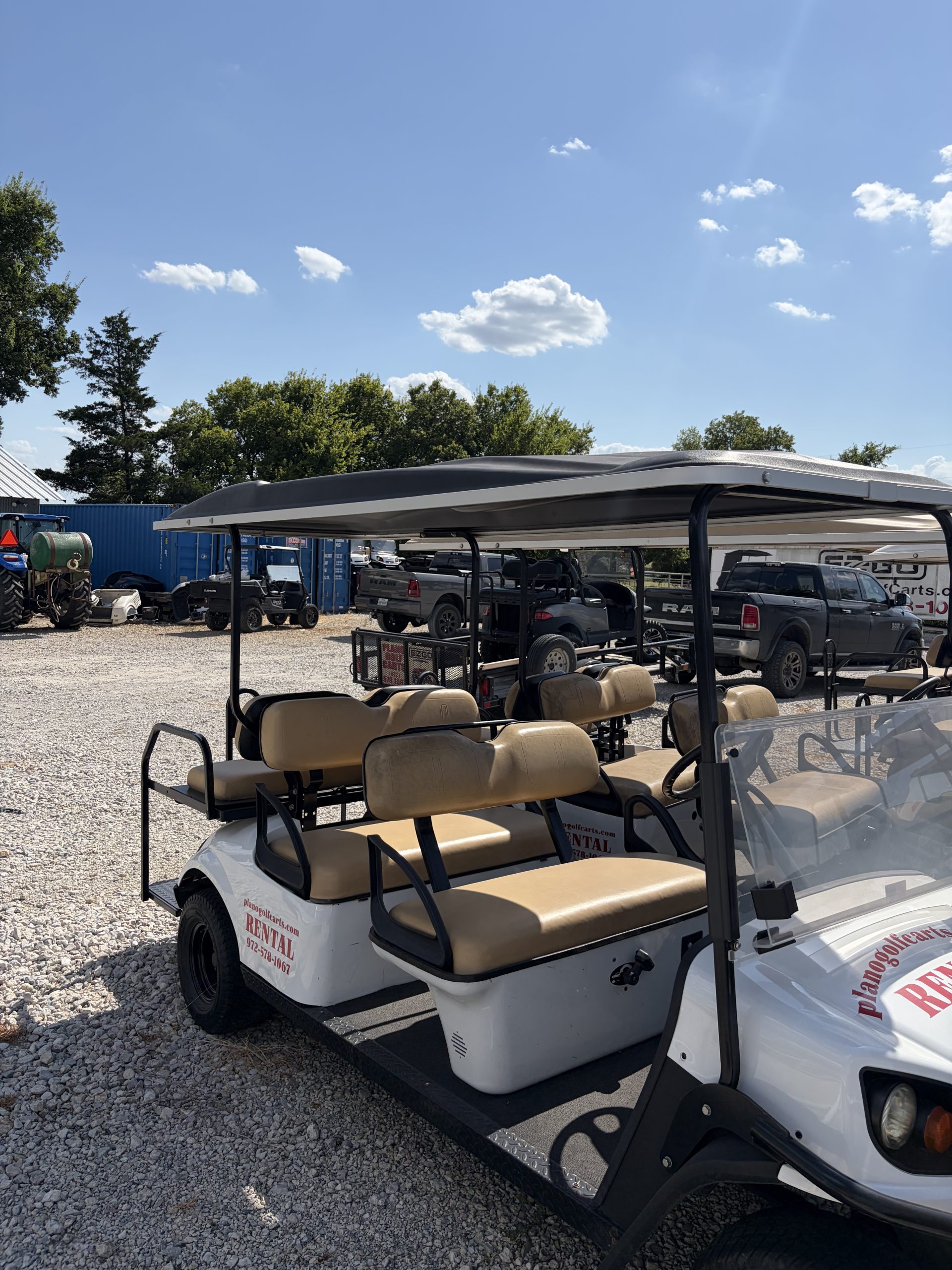 BEING BUILT NOW 8/7/26 WHITE 2015 CUSTOM FACTORY 6 SEATER ALL NEW BODY, TRIM, BRUSHGUARD, SEATS, MARINE STEREO W/LIGHTED KICKER SPEAKERS, 4" EZGO AXLE LIFT KIT, LIGHTS, 23" TERRAIN TIRES 8/ 6 VOLTS FOR LONGER RUN TIMES ONLY ON FACTORY 6 SEATERS - Image 6