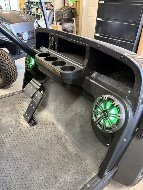 BEING BUILT NOW 8/7/26 WHITE 2015 CUSTOM FACTORY 6 SEATER ALL NEW BODY, TRIM, BRUSHGUARD, SEATS, MARINE STEREO W/LIGHTED KICKER SPEAKERS, 4" EZGO AXLE LIFT KIT, LIGHTS, 23" TERRAIN TIRES 8/ 6 VOLTS FOR LONGER RUN TIMES ONLY ON FACTORY 6 SEATERS - Image 5